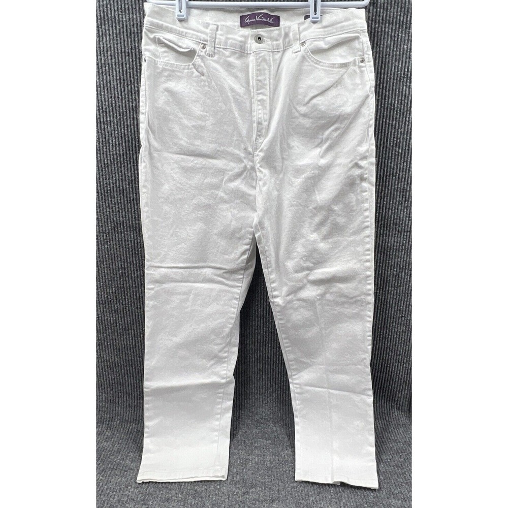 Gloria Vanderbilt Amanda Jeans Womens 14 Average White Pants 5 Pocket Belt Loops